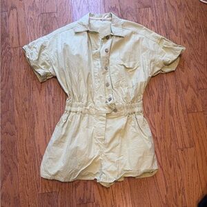 Free People Pale Green Button-Up Romper Size XS